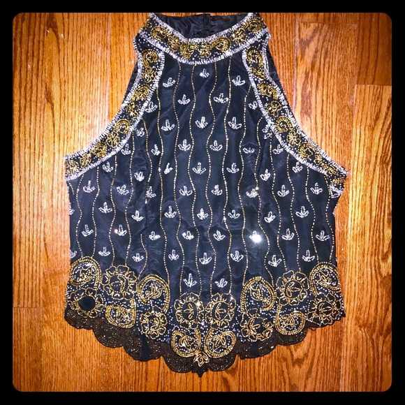 Papell Boutique Tops - PAPELL BOUTIQUE EVENING BEADED TOP SIZE L